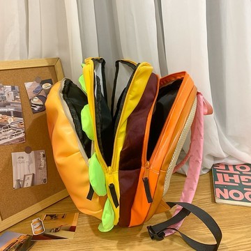 ✨臺灣出貨✨可愛卡通芝士漢堡書包大容量同款學生雙肩包網紅爆款書包新生