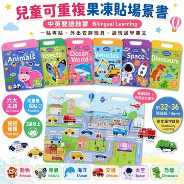 【媽咪你好小舖】兒童可重複果凍貼紙書 靜電貼紙 幼兒益智早教玩具 3D果凍貼 英文啟蒙 外出安靜神器 現貨