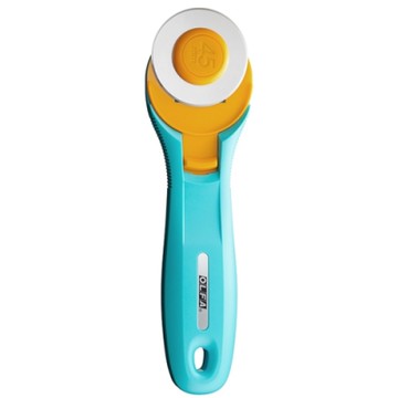 日本OLFA滾輪式45mm切割布刀拼布刀RTY-2/C水藍(右左手皆適)旋轉刀切圓刀圓形刀