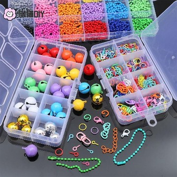 串珠diy✨ 金屬噴漆彩色波珠鏈寵物鈴鐺掛件DIY手作鑰匙扣飾品配件材料套盒 diy飾品 串珠配件