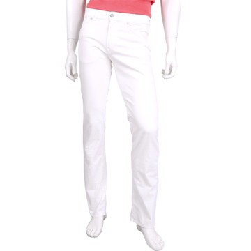 TRUSSARDI 白色仿舊銀釦直筒休閒長褲(男款)