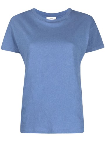 Vince - cotton-linen short-sleeve T-shirt - women - Linen/Flax/Cotton - S - Blue