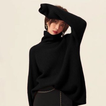 【米蘭精品】現貨+預購 100%羊毛衣針織衫發熱衣長袖保暖內搭加絨寬鬆大碼休閒-高領圓領女上衣4色74nc22