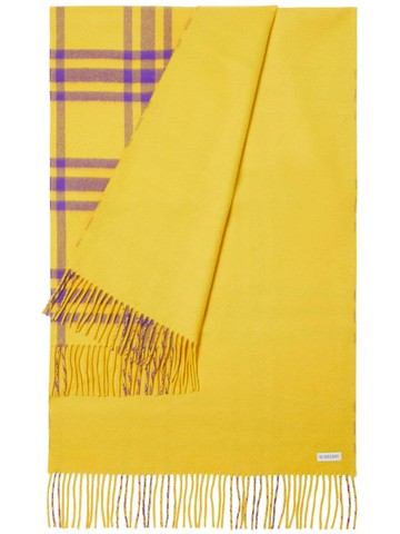 Burberry - check-print cashmere scarf - unisex - Cashmere - One Size - Yellow