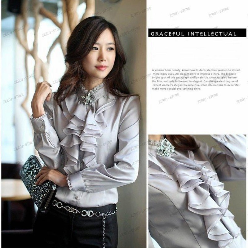 ブラウス レディース フリル付きブラウス おしゃれ 白 ビジネス  