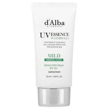 d'Alba, UV Essence Waterfull+ 抗曬霜，溫和礦物過濾劑，SPF 50，1.69 液量盎司（50 毫升）