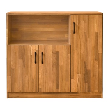 《HOPMA》美背簡約三門廚房櫃 台灣製造 電器櫥櫃 儲藏收納置物 微波爐櫃-拼版柚木