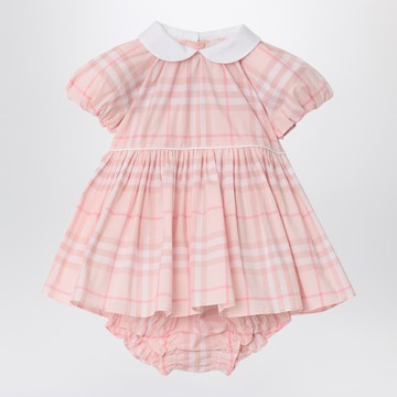 Pink dress and bloomer shorts set with Check pattern