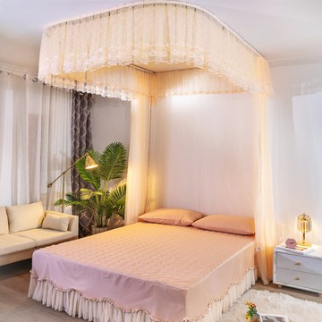 居樂仕蚊帳1米8床家用U型軌道導軌拉幕式公主宮廷吸頂吊頂可定制