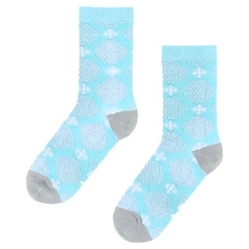 印花樂 緹花中長襪 台灣製 61%棉  腳底22~25cm  雲朵藍