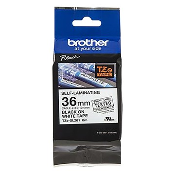 兄弟牌brother纏繞護貝標籤帶/TZe-SL261/36mm/白底黑字
