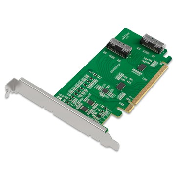 ICY DOCK PCIe 5.0 x16 NVMe 主機轉接卡，配備 2 組 MCIO 8i (MB308A5)