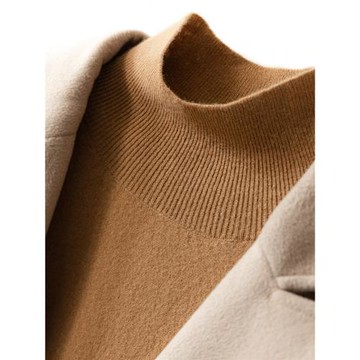 秋冬新款羊絨衫女半高領套頭寬松保暖毛衣純色短款羊毛針織打底衫