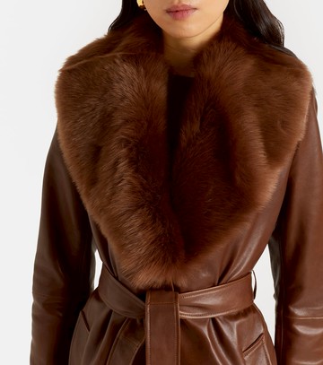 Nour Hammour Dakota shearling-trimmed leather coat
