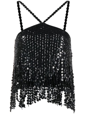 The Attico - layered sequin-embellished top - women - Polyamide/Polyamide/Elastane/Elastane/PVC - 42 - Black
