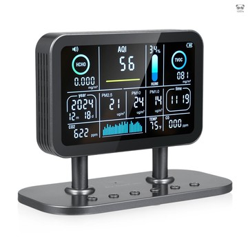 M12桌面式 塗鴉13合一多功能空氣檢測儀HCHO/CO/CO2/TVOC/AQ1/PM1.0/PM2.5/PM10/溫