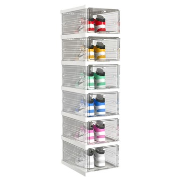 FAmILyLIFE 生活 快狠準瞬裝式加厚加大鞋盒6件組 YG-200-W 35 x 26 x 106cm 4kg  簡約白  1組