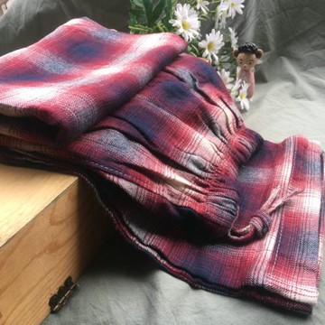 睡褲女春季絨布長褲居家純棉格子家居褲子寬松磨毛全棉睡衣棉褲