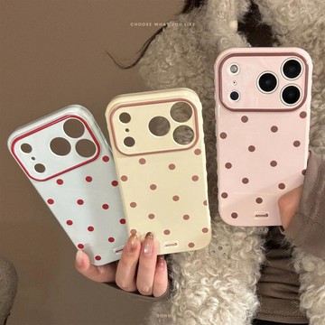 可愛撞色波點簡約手機殼 適用於 iphone17promax 手機殼16 15 14 13 保護套 蘋果保護殼 當季新款