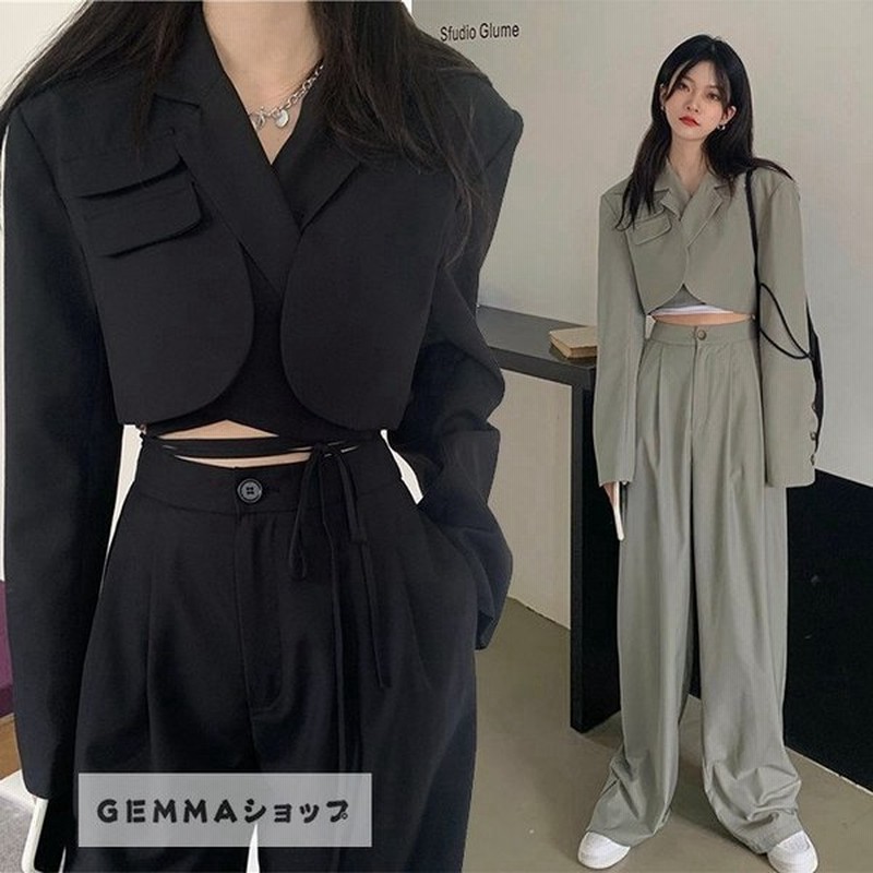 パンツスーツ レディース ワイドパンツ ショート丈ジャケット 韓風 ダンススーツ ヒップホップ Jazz K Pop かっこいい 日常着 ダンス衣装 通販 Lineポイント最大get Lineショッピング