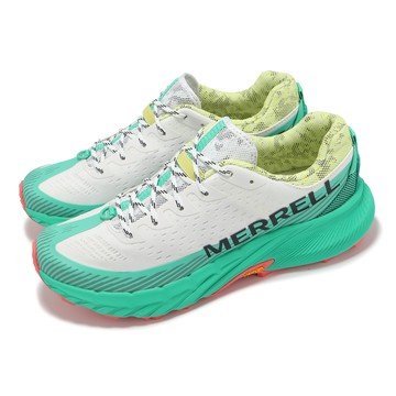 [ACS] Merrell 越野跑鞋 Agility Peak 5 男鞋 白 綠 緩衝 抓地 戶外 運動鞋 ML068339