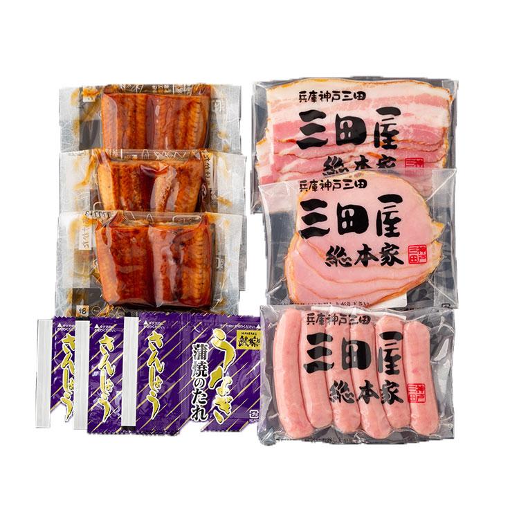 鰻楽 うなぎ蒲焼 三田屋総本家ハム詰合せ 食品 ギフト プレゼント 贈答 熨斗 のし 贈り物 記念日 お祝い 冠婚葬祭 内祝 御祝 無地 出産内祝 結婚内祝 代引不可