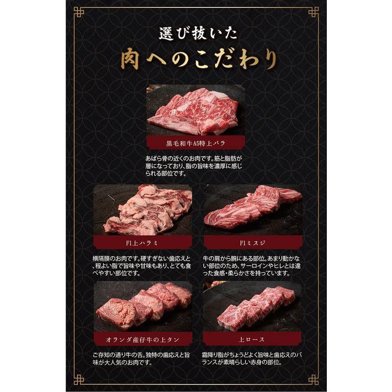 焼肉セット 牛肉 黒毛和牛 A5ランク 焼き肉のタレ付き 国産 高級 肉 ギフト (5種盛(2〜3人前))