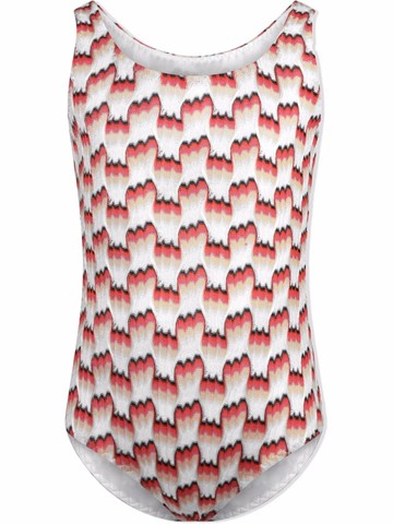 Missoni Kids - chevron-knit swimsuit - kids - Polyamide/Elastane/Viscose - 12 - Pink