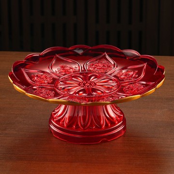 三旗堂水果盤供佛盤供奉供果盤財神蓮花貢盤蓮花高腳水果盤拜拜盤 c8022