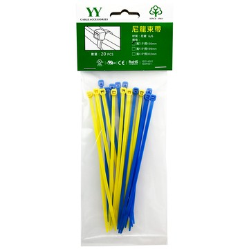 3.5x150/黃藍色尼龍束帶20入