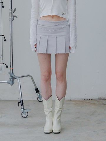 Hem Frayed Pleated Skirt