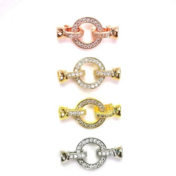 HC- 【 1副價】14k包金鋯石蝴蝶結珍珠扣 Diy飾品配件 花形扣毛衣鏈連接收尾扣頭