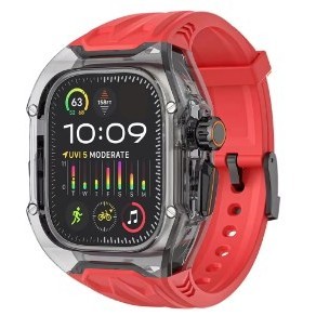 豪華改裝套件 TPU 錶帶橡皮筋+透明保護殼兼容 Apple Watch ultra 2 49mm iWatch ser