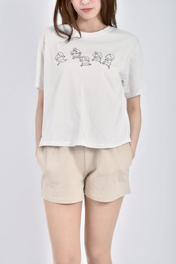 (XL) butter質感棉質蠟筆小新白色短袖上衣