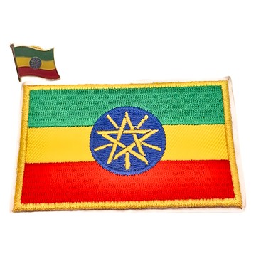 A-ONE 匯旺 伊索比亞 無字 國旗刺繡 + 國旗別針 DIY國旗刺繡徽章 8x5cm 台灣製  彩色  2組