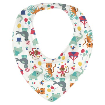 瑞典 ImseVimse 有機棉領巾型圍兜 0個月以上適用 頸圍33cm 柔軟親膚 吸水性佳  馬戲團 白色  1件