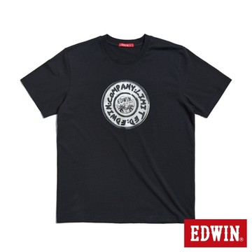 EDWIN 男裝 人氣復刻款 手繪釦LOGO短袖T恤-黑色