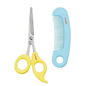 日本 Combi - 日本製優質安全髮剪髮梳組-檸檬黃