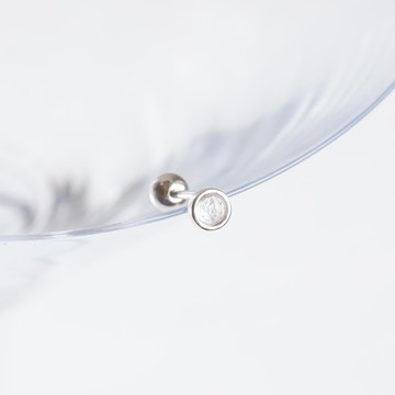 白水晶925純銀簡約鑲邊轉珠耳環