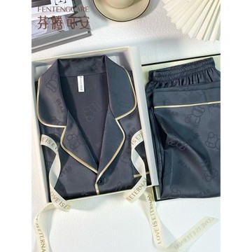 芬騰可安高級感真絲睡衣男夏季冰絲短袖三件套2025款男士春秋禮盒