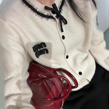 【巴黎精品】現貨+預購 法式針織外套寬鬆上衣針織衫毛衣大碼百搭休閒女裝-名媛菱格釘珠女外套3色a1lg15