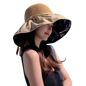 防曬帽子女款2025新款夏太陽帽遮陽防紫外線草帽漁夫帽【木屋雜貨】
