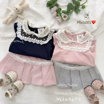 🌈✨mix1001 雪花愛心緹花領上衣✨兒童層次緹花領上衣 5-17