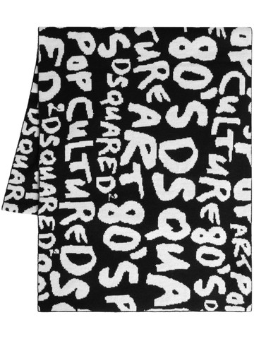 Dsquared2 - logo intarsia-knit wool scarf - men - Wool - One Size - Black
