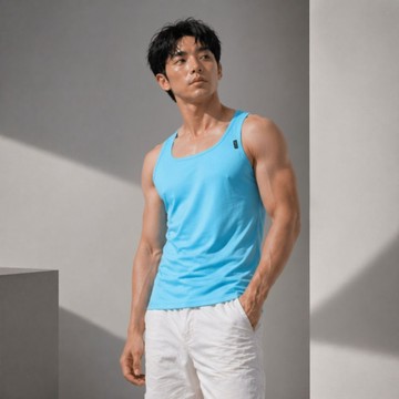 【MORINO】吸汗速乾涼感背心_水藍 MO5103 男背心 男內衣 涼感 透氣排汗 抗ＵＶ 快速吸濕排汗