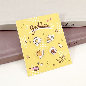 Gudetama經典系列-蛋黃哥造型耳環組-慵懶款