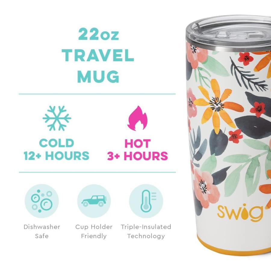 Swig Life 22oz Tall Travel Mug with Handle and Lid, Cup Holder Friendly, Di