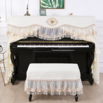 鋼琴罩 鋼琴防塵罩 簡約歐式鋼琴罩全罩防塵套鋼琴蓋布琴披蕾絲公主琴罩中開半罩凳套『cyd7951』