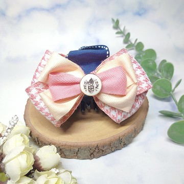 粉色千鳥格-鯊魚夾香蕉夾彈簧夾