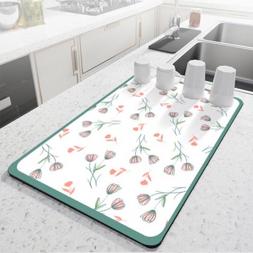 廚房免洗硅藻泥瀝水墊碗盤速干墊臺面隔熱墊吸水茶杯墊餐具干燥墊